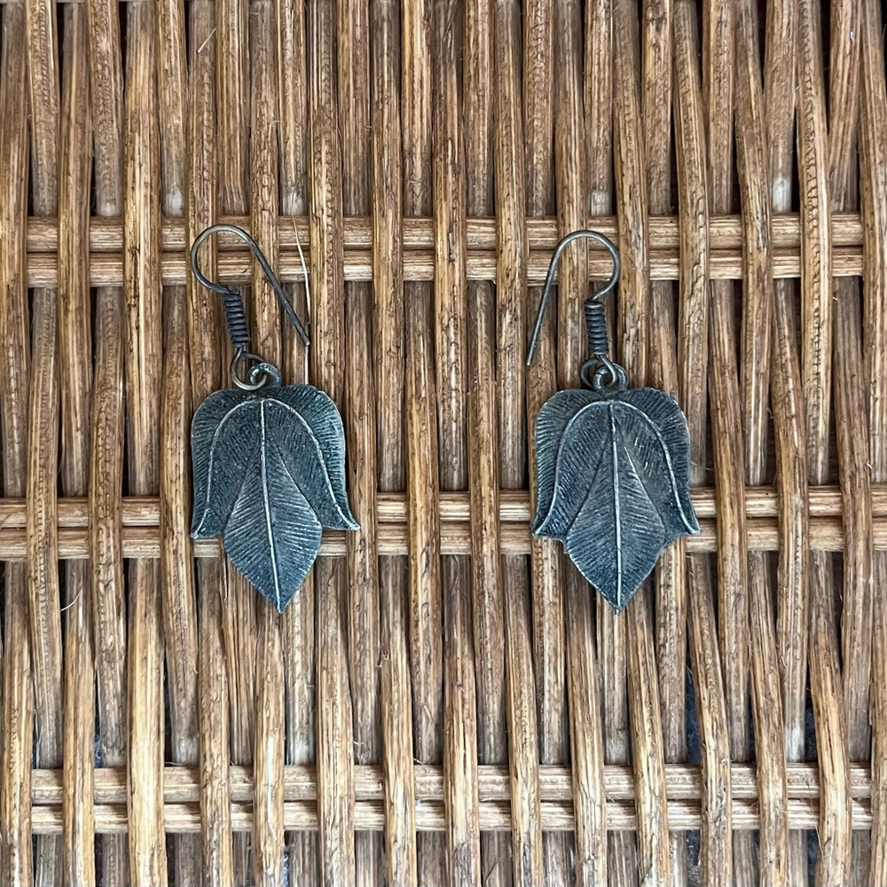 Boho metal leaf earrings